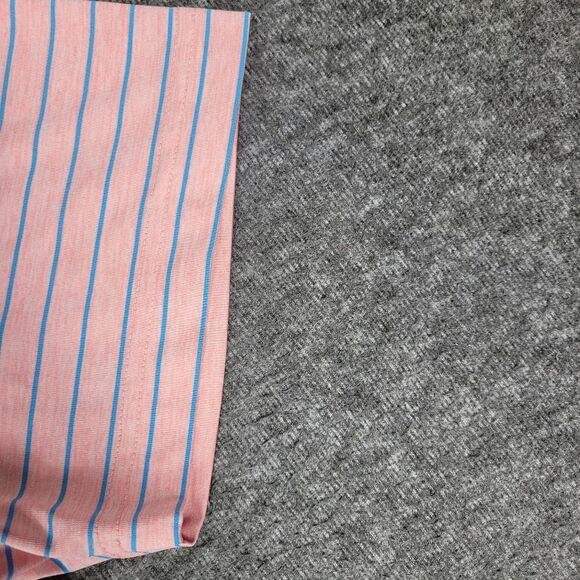 Johnnie-O Men's Golf Polo Shirt Size  L Pink Blue Striped Performance - Picture 5 of 10